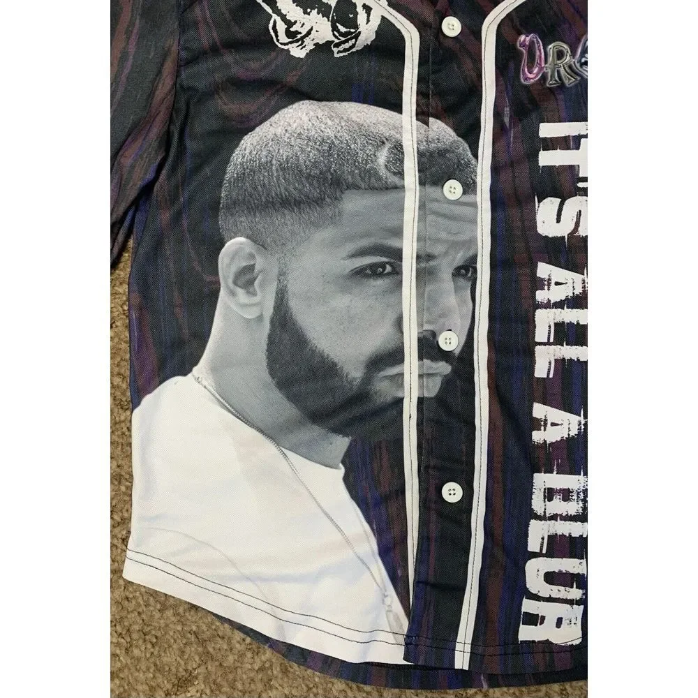 Drake 21 Savage It's All A Blur Tour Baseball Jersey Small Button Up‎ Hip Hop